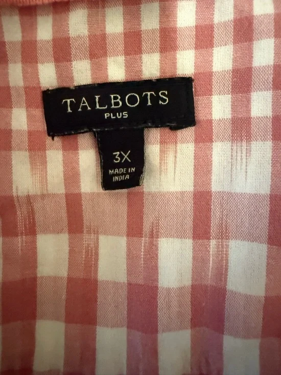 Talbots Plus Pink and White Gingham Shirt - Picture 3 of 3
